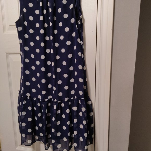 Jessica Howard navy blue / Dark blue polka dot mini dress. Size 4 petite - Picture 1 of 7
